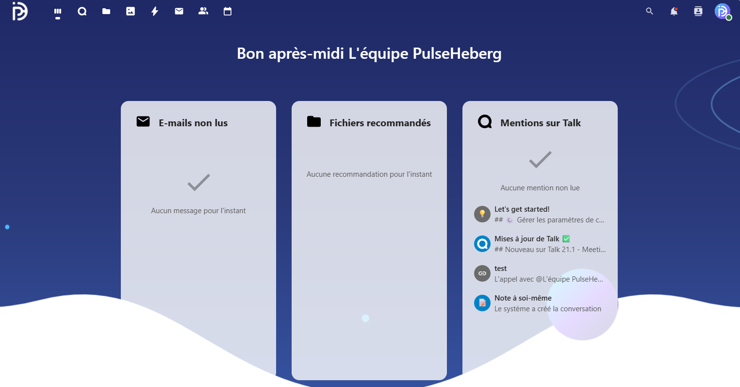 Aperçu de l’interface Nextcloud